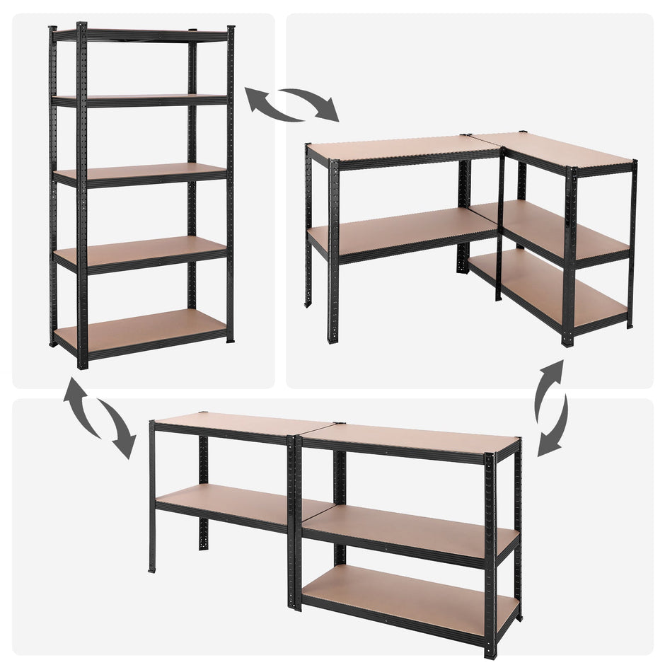 5-Tier Steel Shelving Unit – Steel – Silver – Adjustable Shelves, Max Load 875 kg