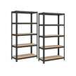 Set of 2 Garage Shelving Units – Steel – Silver – 5-Tier Adjustable Shelves, Max Load 875 kg