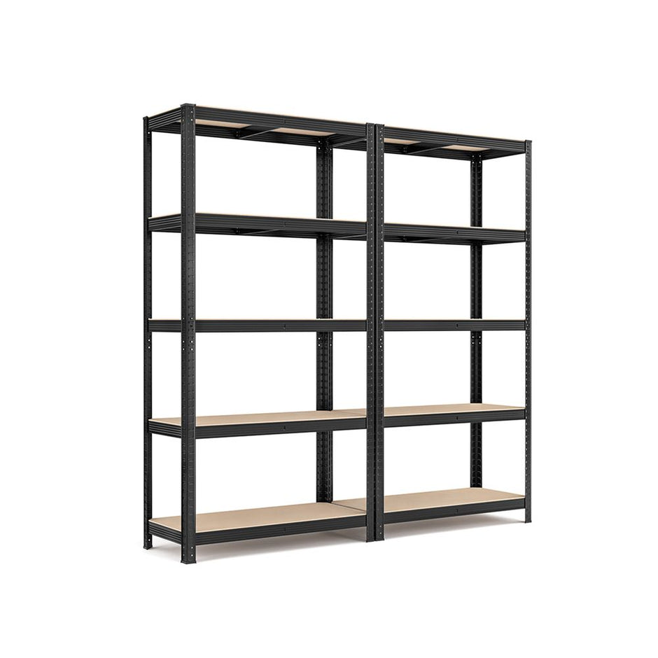 Set of 2 Shelving Units – Reinforced Steel – Silver – 5-Tier Adjustable Shelves
