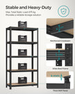 5-Tier Shelving Unit Set of 2 – Steel – Silver/Greige and Black/Rustic Brown – Adjustable Shelves, 650 kg Load Capacity