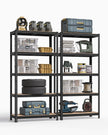 Heavy Duty Shelving Units – Reinforced Steel – Silver – Set of 2 with Adjustable Shelves and 875 kg Load Capacity