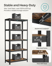 5-Tier Shelving Unit – Steel – Greige and Black – Adjustable Shelves, Max. Load 875 kg