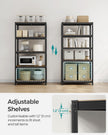 5-Tier Shelving Unit – Steel – Greige and Black – Adjustable Shelves, Max. Load 875 kg