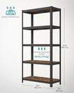 5-Tier Shelving Unit – Steel – Greige and Black – Adjustable Shelves, Max. Load 875 kg