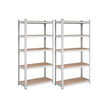 Set of 2 Garage Shelving Units – Steel – Silver – 5-Tier Adjustable Shelves, Max Load 875 kg