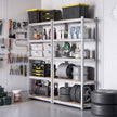 Set of 2 Garage Shelving Units – Steel – Silver – 5-Tier Adjustable Shelves, Max Load 875 kg