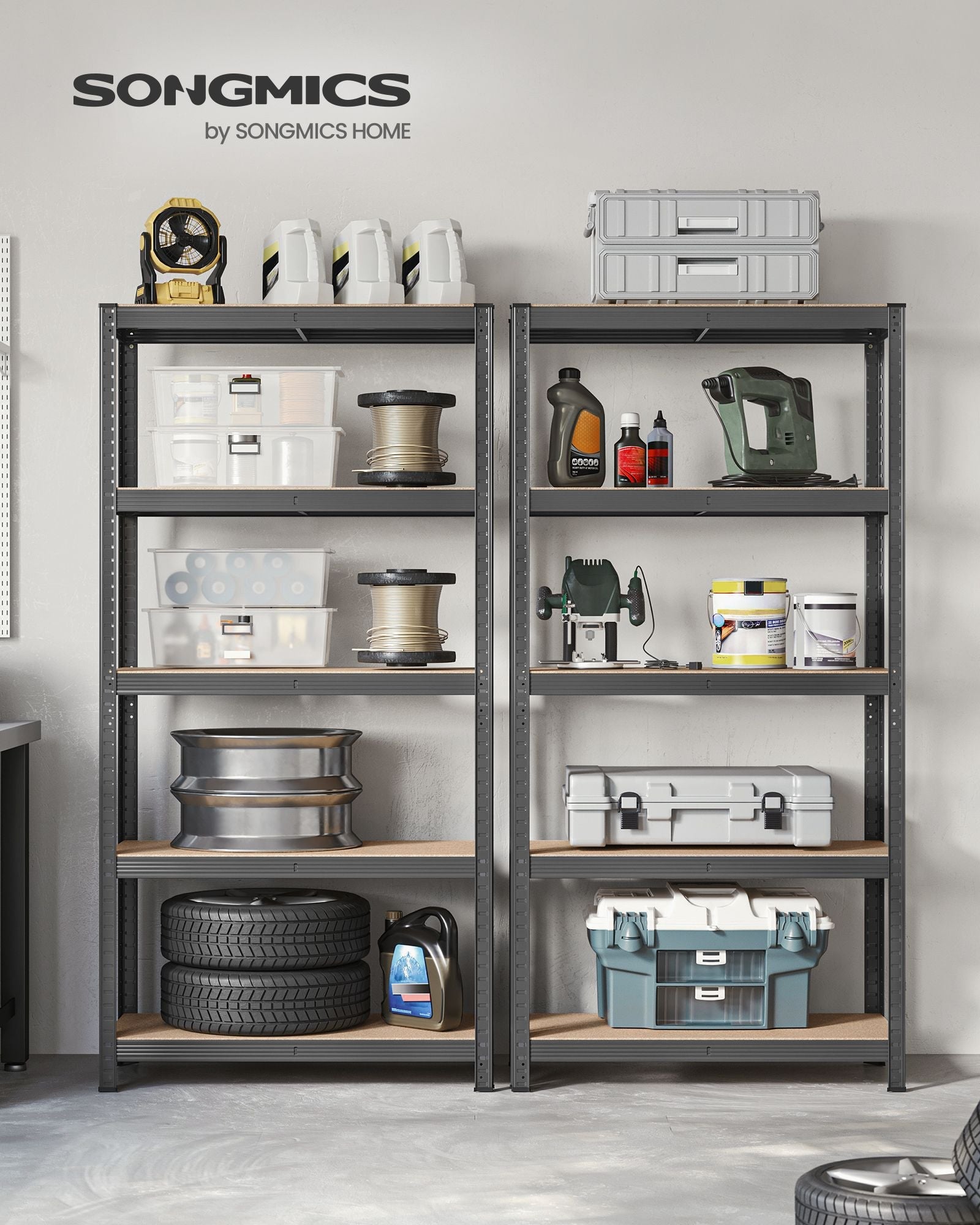 5-Tier Steel Shelving Unit – Steel – Grey – Adjustable Shelves, Max Load 875 kg