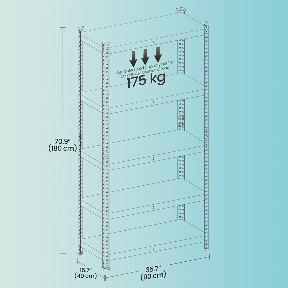 5-Tier Storage Shelves – Metal – Silver/Greige and Black/Rustic Brown – Adjustable with Boltless Assembly