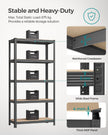 5-Tier Shelving Unit Set of 2 – Steel – Silver/Greige and Black/Rustic Brown – Adjustable Shelves, 650 kg Load Capacity