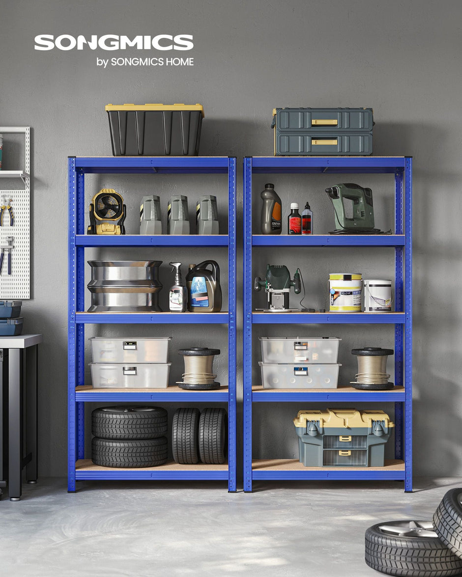5-Tier Shelving Unit – Steel – Blue – Adjustable Shelves, Max. Load 875 kg