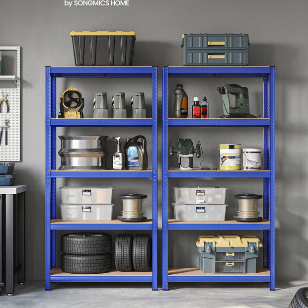 5-Tier Shelving Unit – Steel – Blue – Adjustable Shelves, Max. Load 875 kg