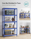 5-Tier Shelving Unit – Steel – Blue – Adjustable Shelves, Max. Load 875 kg