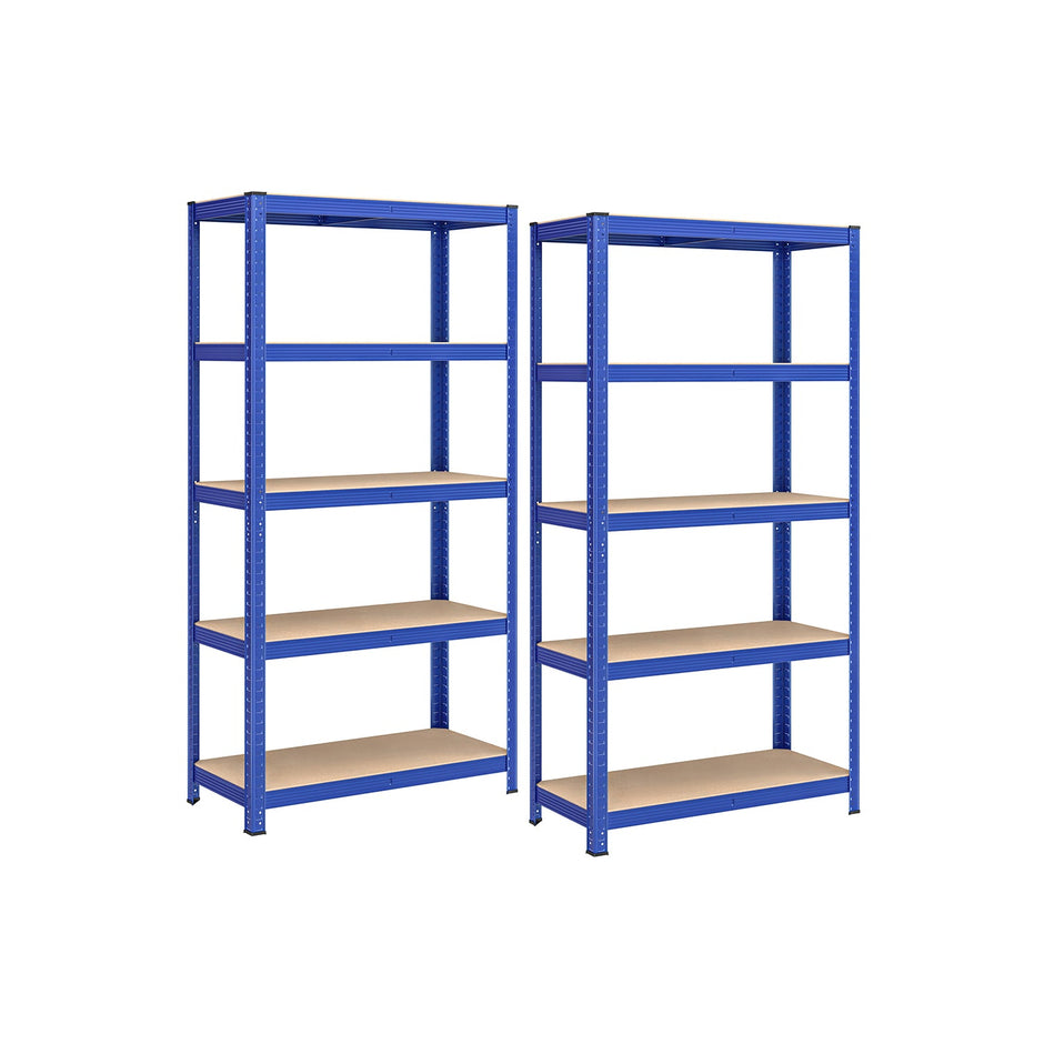 Set of 2 Heavy Duty Steel Shelving Units – Silver – 5-Tier Adjustable Design – Max Load 875 kg