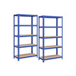 Set of 2 Garage Shelving Units – Steel – Silver – 5-Tier Adjustable Shelves, Max Load 875 kg