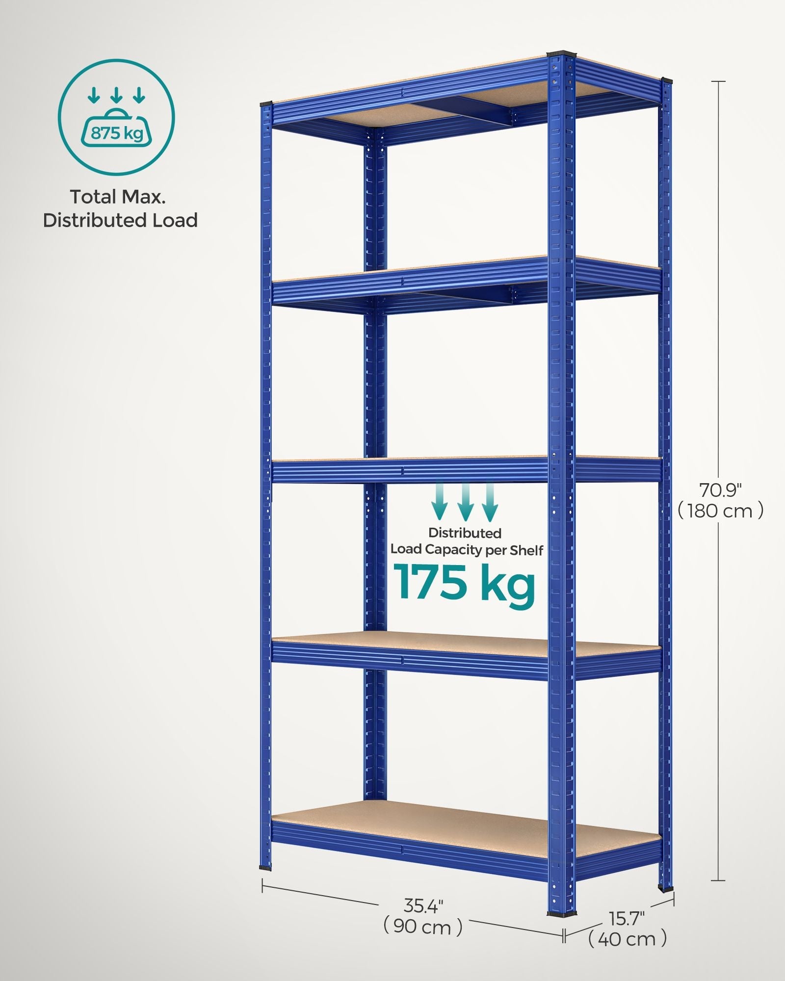 Set of 2 Heavy Duty Steel Shelving Units – Silver – 5-Tier Adjustable Design – Max Load 875 kg