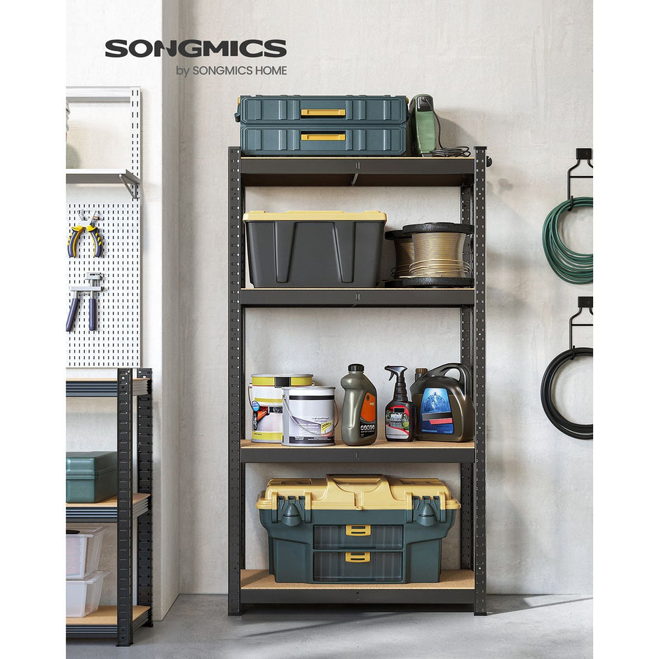 4-Tier Shelving Unit – Steel – Black – Heavy-Duty, 520 kg Capacity