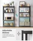 Set of 2 Steel Shelving Units – 4-Tier – Blue/Black/Rustic Brown – Heavy Duty with 520 kg Load Capacity