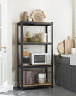 Set of 2 Steel Shelving Units – 4-Tier – Blue/Black/Rustic Brown – Heavy Duty with 520 kg Load Capacity
