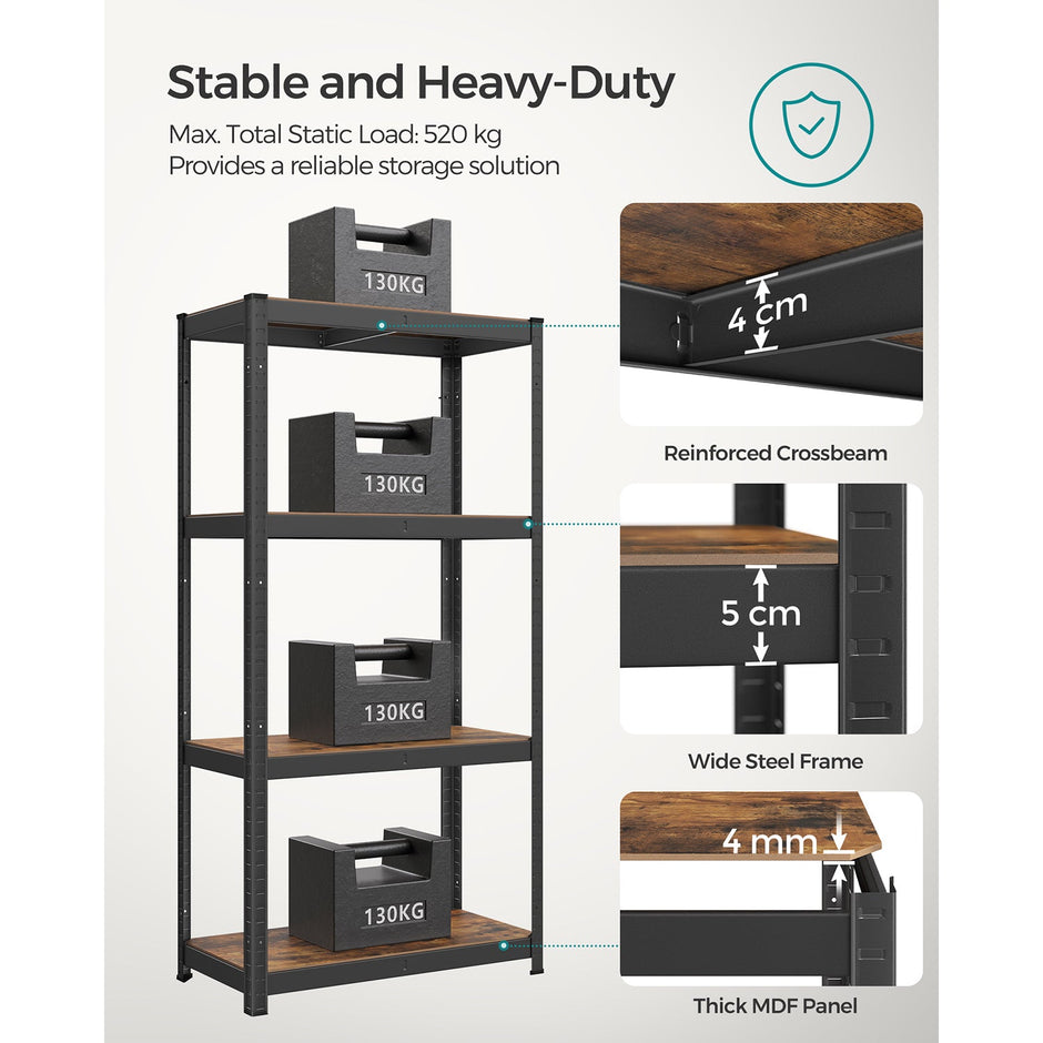 Heavy-Duty Shelving Unit – Steel – Blue – 520 kg Capacity
