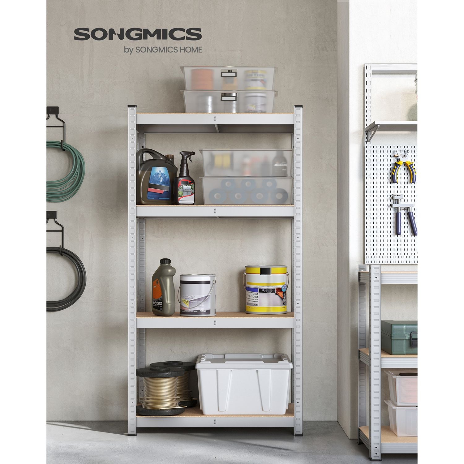 4-Tier Shelving Unit – Boltless Steel – Silver – 520 kg Capacity