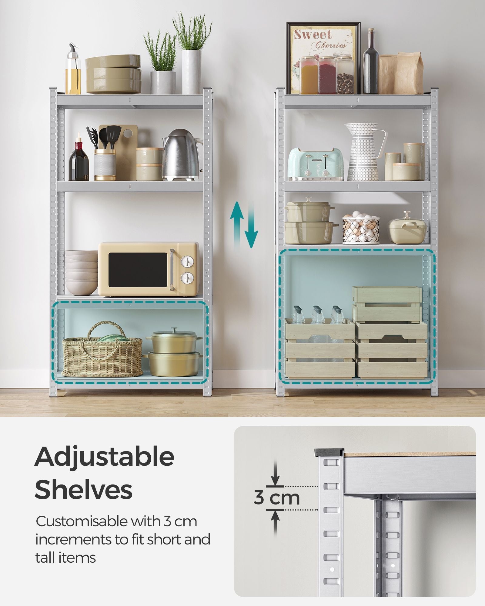 Set of 2 Heavy-Duty Steel Shelving Units – Steel – Blue – Boltless Design, 520 kg Capacity