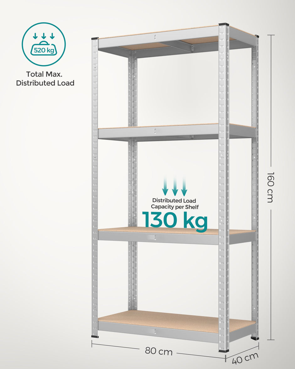 Set of 2 Heavy-Duty Steel Shelving Units – Steel – Blue – Boltless Design, 520 kg Capacity
