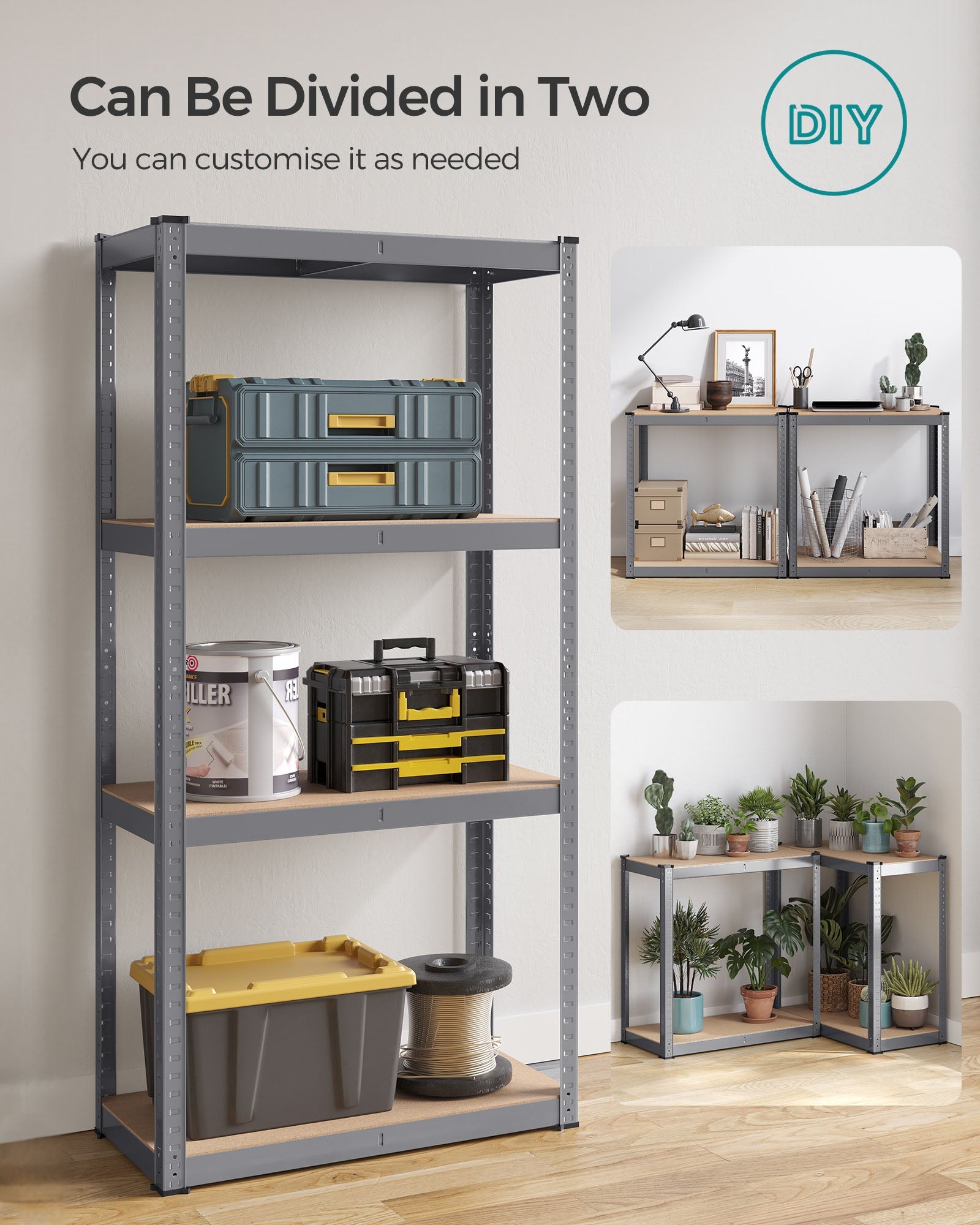 4-Tier Shelving Unit – Steel – Blue – Heavy-Duty, 520 kg Capacity