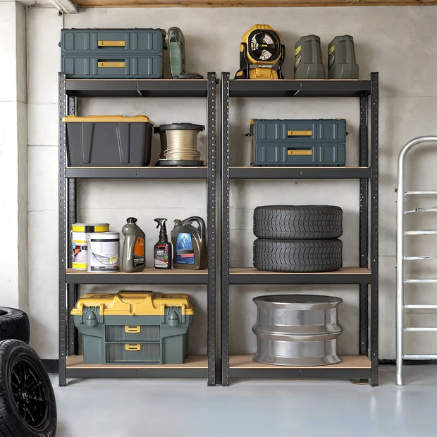 4-Tier Steel Shelving Unit – Rustic Brown and Black – High Load Capacity 520 kg for Garage and Shed