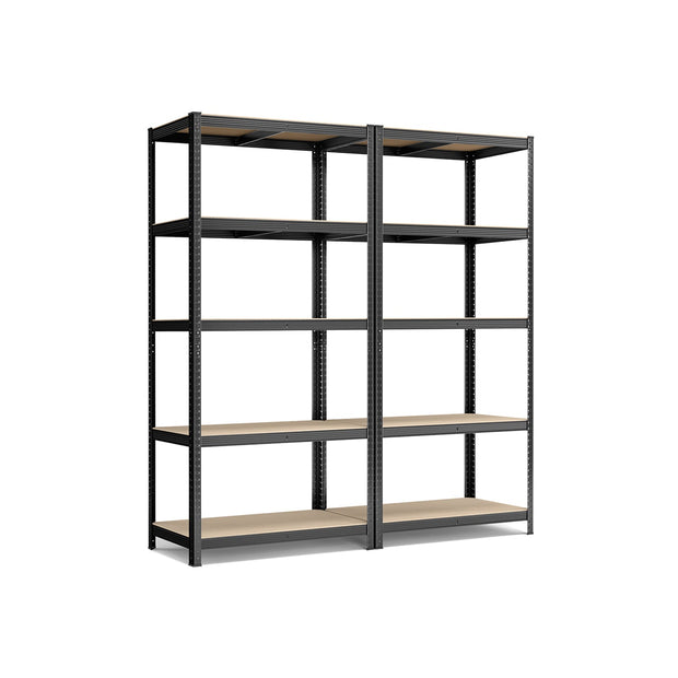 Set of 2 Heavy Duty Shelving Units – Steel – Silver – 5-Tier Adjustable Storage Racks with Max. Load 875 kg