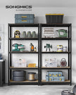Heavy-Duty Shelving Units – Steel – Silver – Set of 2 with Adjustable Shelves and Max Load 875 kg