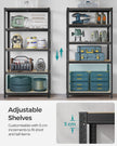 Heavy-Duty Shelving Units – Steel – Silver – Set of 2 with Adjustable Shelves and Max Load 875 kg