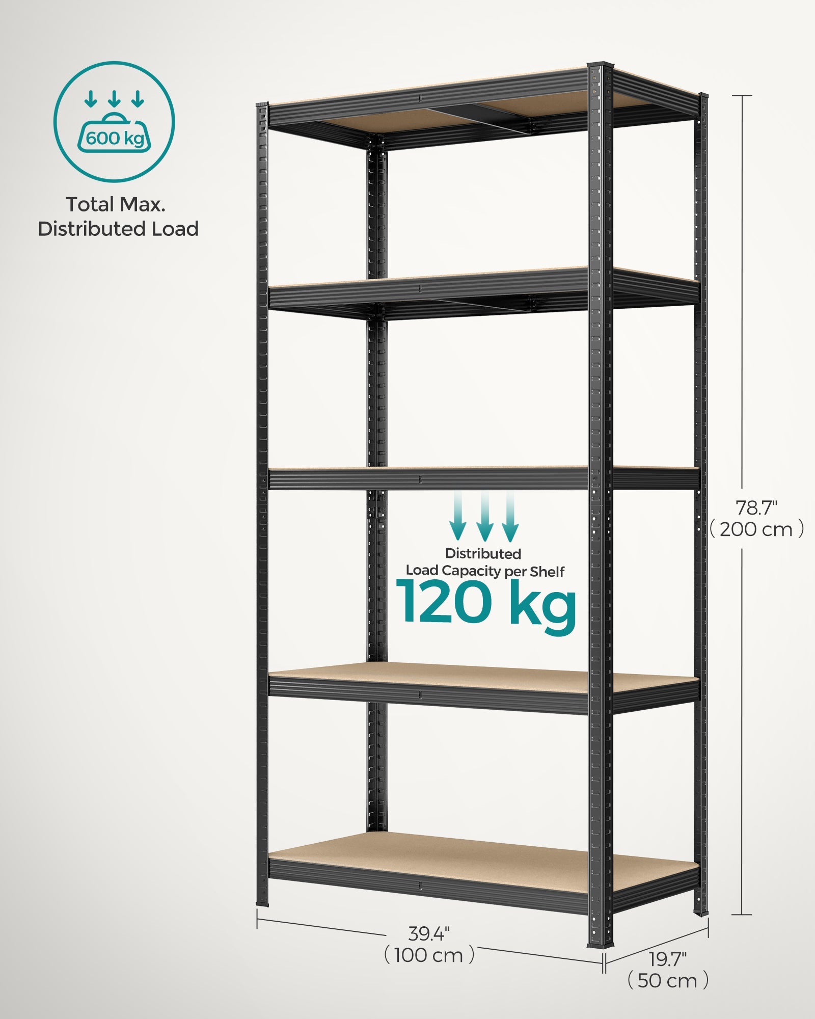 Heavy-Duty Shelving Units – Steel – Silver – Set of 2 with Adjustable Shelves and Max Load 875 kg