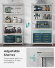 Set of 2 Heavy Duty Shelving Units – Steel – Silver – 5-Tier Adjustable Storage Racks with Max. Load 875 kg