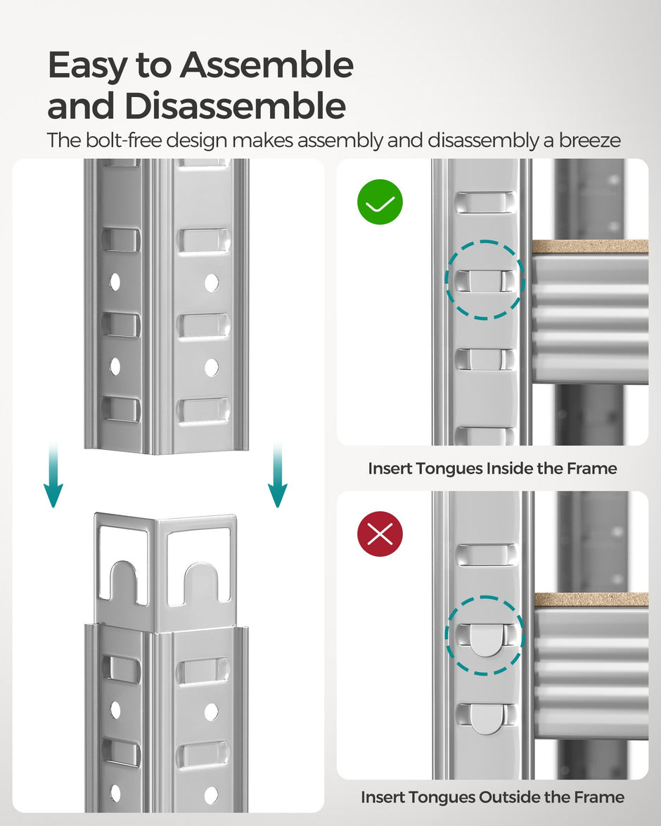Set of 2 Heavy Duty Shelving Units – Steel – Silver – 5-Tier Adjustable Storage Racks with Max. Load 875 kg