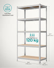 Set of 2 Heavy Duty Shelving Units – Steel – Silver – 5-Tier Adjustable Storage Racks with Max. Load 875 kg