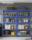 Heavy-Duty Steel Shelving – Reinforced Steel – Blue – Set of 2, 5-Tier, 600kg Capacity, Adjustable Shelves, 50x100x200cm
