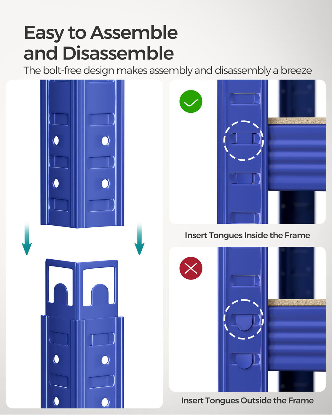 Heavy-Duty Steel Shelving – Reinforced Steel – Blue – Set of 2, 5-Tier, 600kg Capacity, Adjustable Shelves, 50x100x200cm