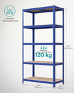 Heavy-Duty Steel Shelving – Reinforced Steel – Blue – Set of 2, 5-Tier, 600kg Capacity, Adjustable Shelves, 50x100x200cm