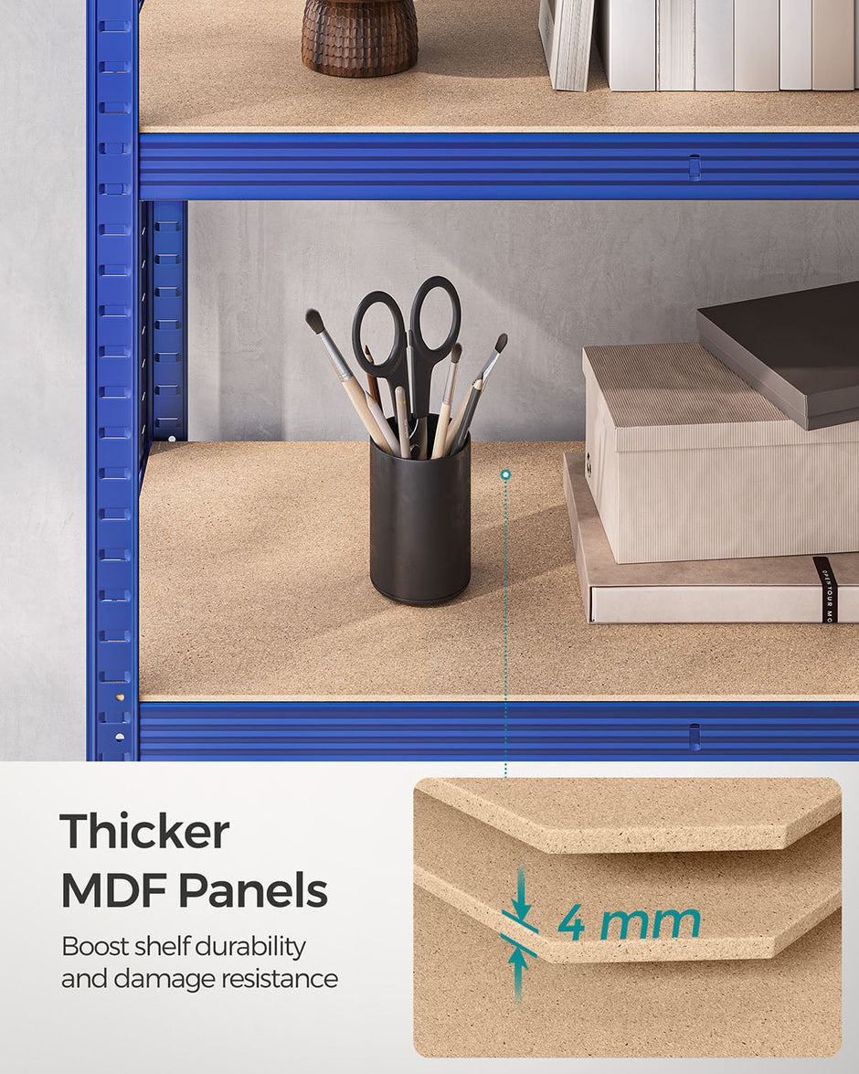 Heavy-Duty Steel Shelving – Reinforced Steel – Blue – Set of 2, 5-Tier, 600kg Capacity, Adjustable Shelves, 50x100x200cm