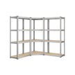 4-Tier Corner Shelf – Metal – Silver and Natural Beige – Heavy Duty Design for Garage and Storage Rooms