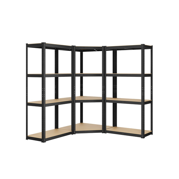 4-Tier Corner Shelf – Heavy Duty Metal – Black – 1500 kg Load Capacity