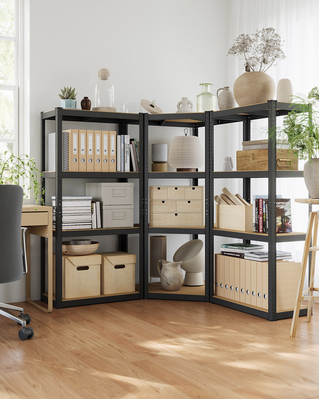 4-Tier Corner Shelf – Heavy Duty Metal – Black – 1500 kg Load Capacity