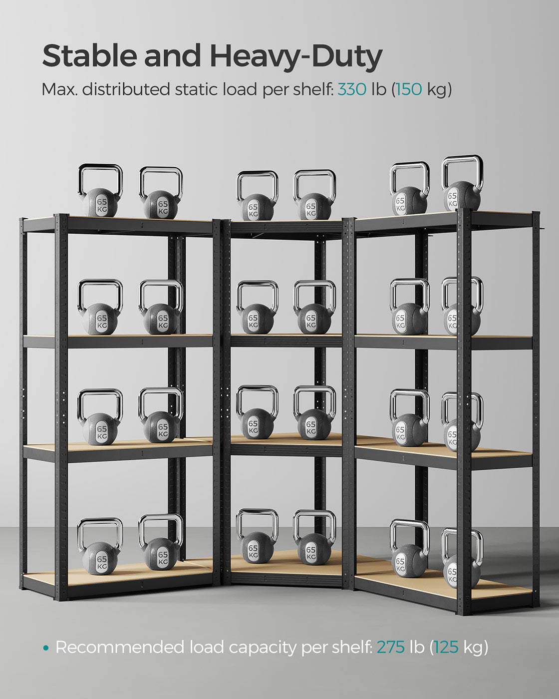 4-Tier Corner Shelf – Heavy Duty Metal – Black – 1500 kg Load Capacity