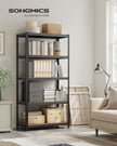 5-Tier Shelving Unit – Reinforced Steel – Black and Rustic Brown – Adjustable Shelves, Max. Load 875 kg