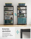 5-Tier Shelving Unit – Reinforced Steel – Black and Rustic Brown – Adjustable Shelves, Max. Load 875 kg