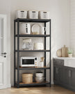 5-Tier Shelving Unit – Reinforced Steel – Black and Rustic Brown – Adjustable Shelves, Max. Load 875 kg