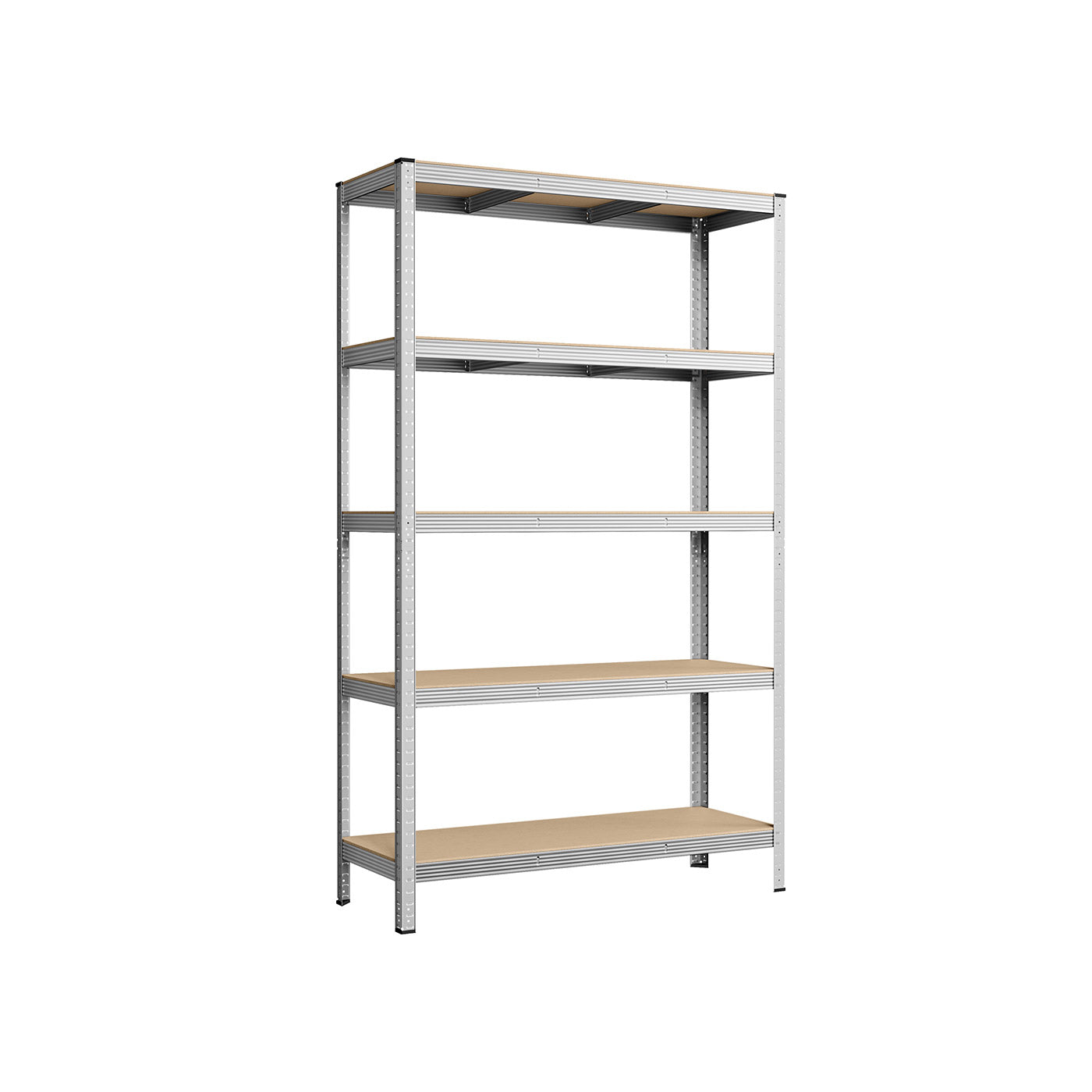 5-Tier Steel Shelving Unit – Reinforced Steel – Silver – Adjustable Shelves, Set of 2, Max. Load 875 kg