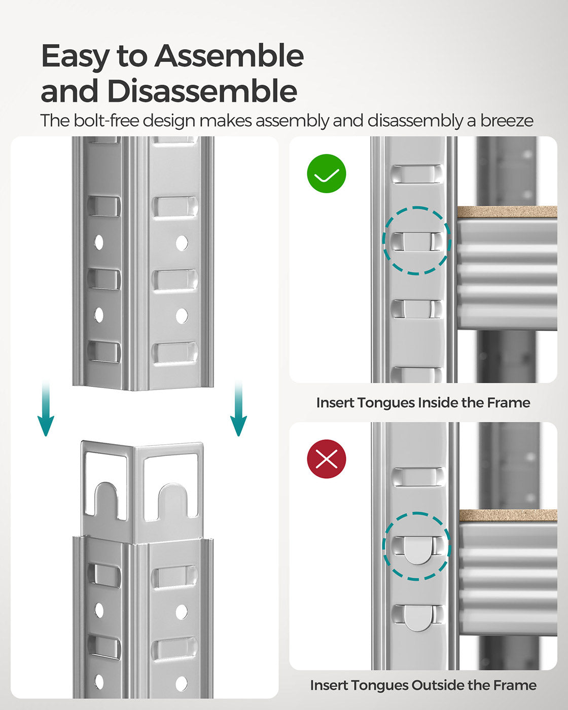 5-Tier Steel Shelving Unit – Reinforced Steel – Silver – Adjustable Shelves, Set of 2, Max. Load 875 kg