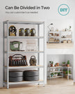 5-Tier Steel Shelving Unit – Reinforced Steel – Silver – Adjustable Shelves, Set of 2, Max. Load 875 kg