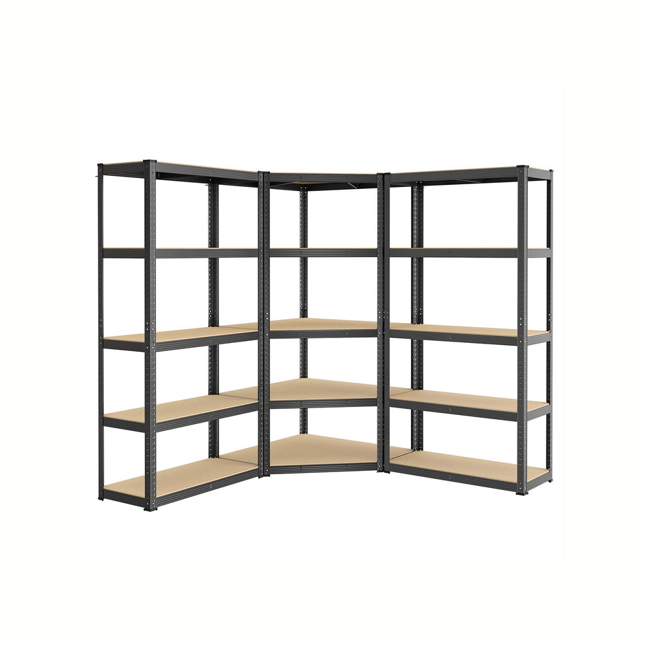 5-Tier Corner Shelf – Heavy Duty Metal – Ink Black and Natural Beige – 2625 kg Load Capacity